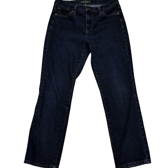 LRL Lauren Jeans Co. Ralph Lauren 10P Classic Straight Dark Blue Jeans Stretch - Picture 1 of 5